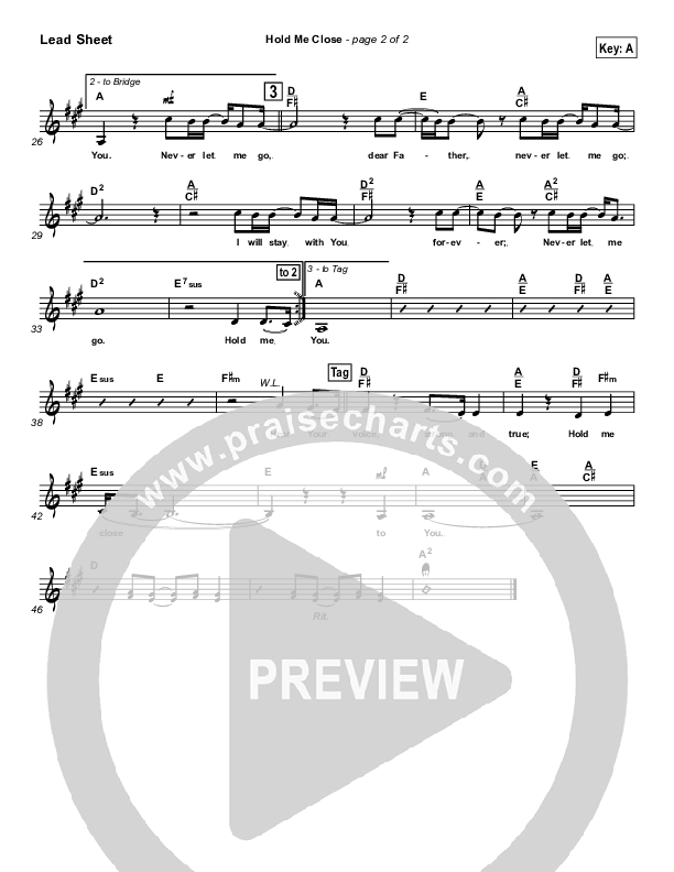 Hold Me Close Lead Sheet (Twila Paris)