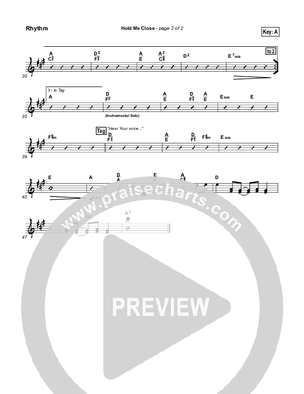 Hold Me Close Rhythm Chart (Twila Paris)