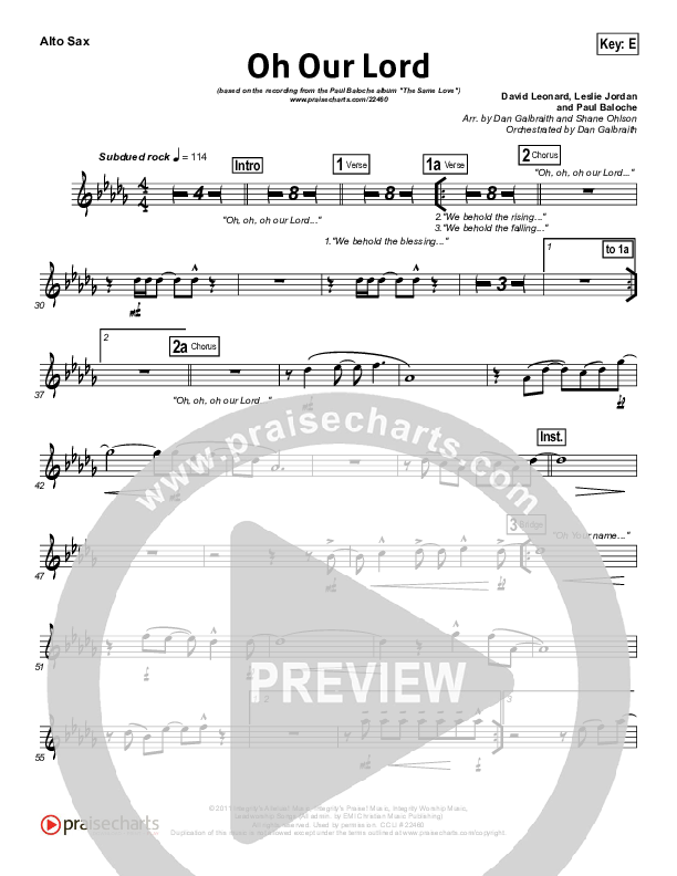 Oh Our Lord Alto Sax (Paul Baloche)