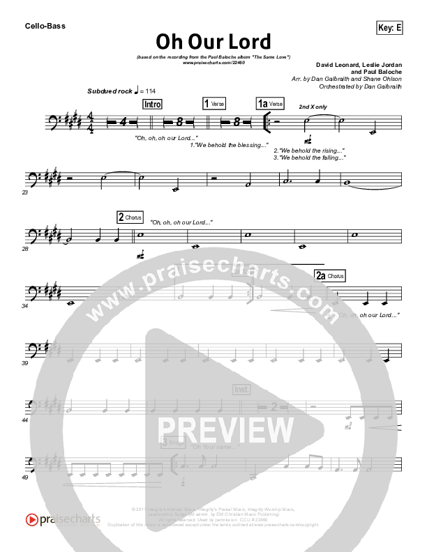 Oh Our Lord Cello/Bass (Paul Baloche)