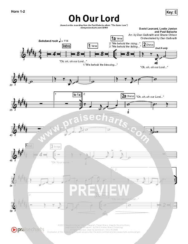 Oh Our Lord Brass Pack (Paul Baloche)