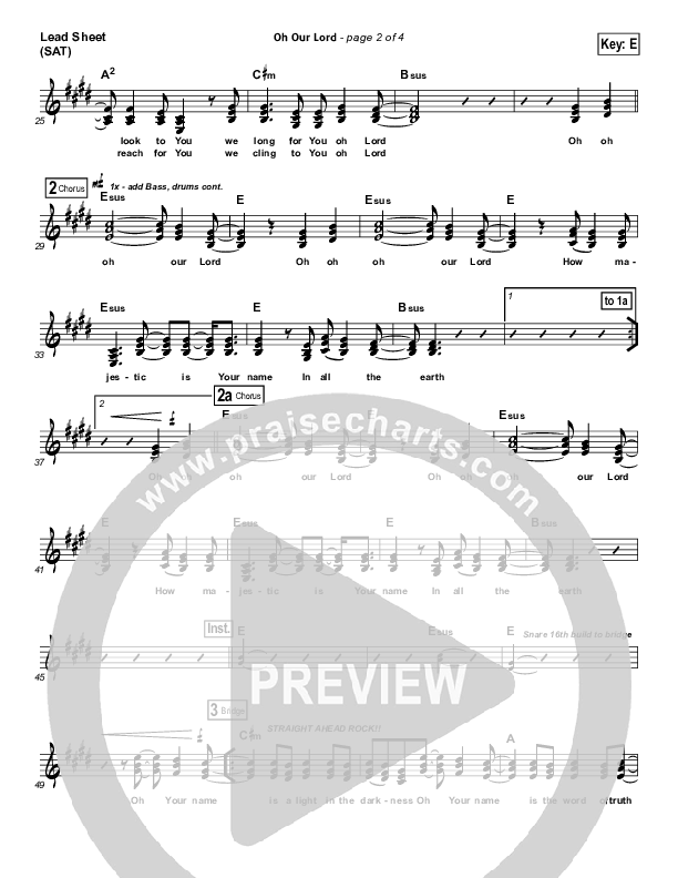 Oh Our Lord Lead Sheet (SAT) (Paul Baloche)