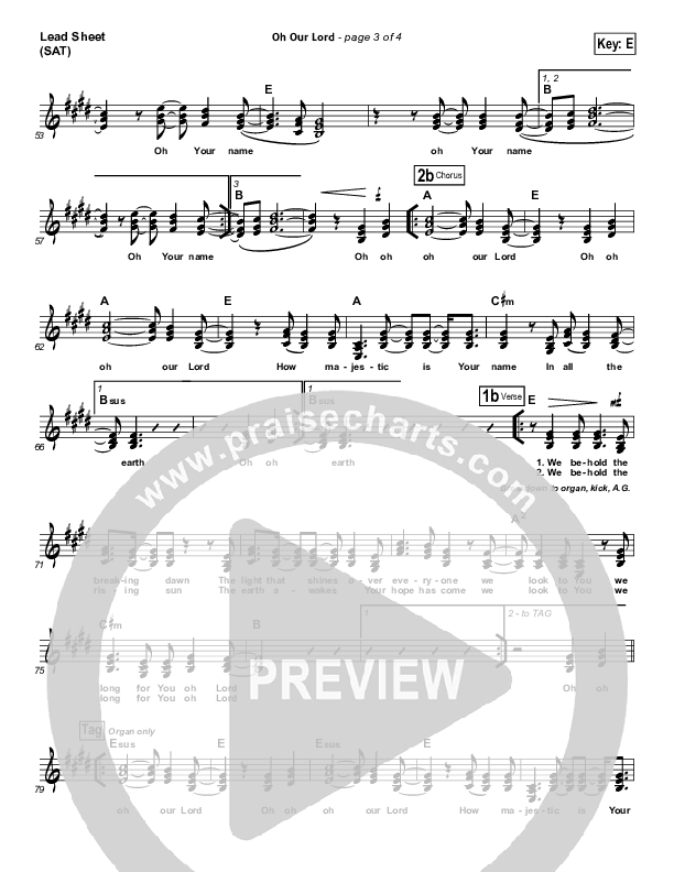 Oh Our Lord Lead Sheet (SAT) (Paul Baloche)