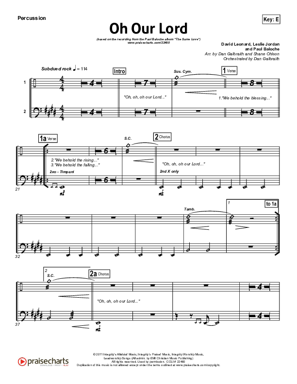 Oh Our Lord Percussion (Paul Baloche)