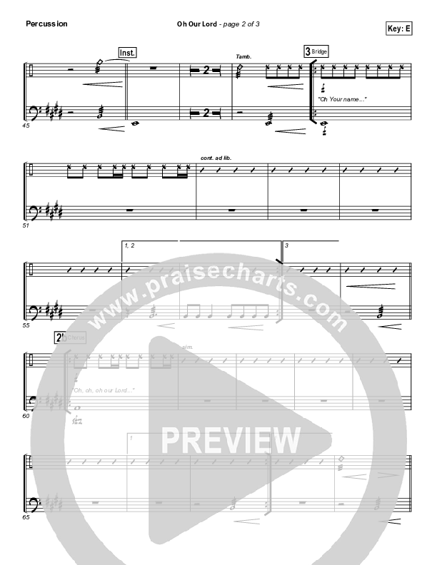 Oh Our Lord Percussion (Paul Baloche)