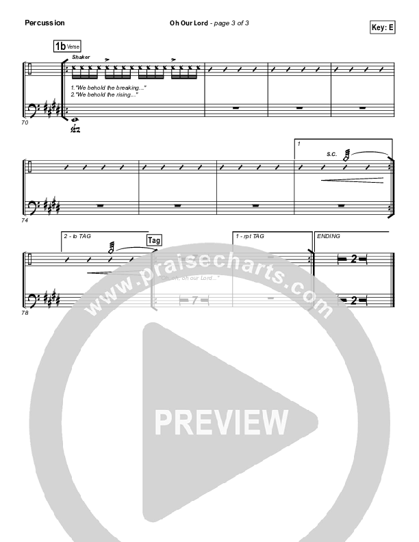 Oh Our Lord Percussion (Paul Baloche)