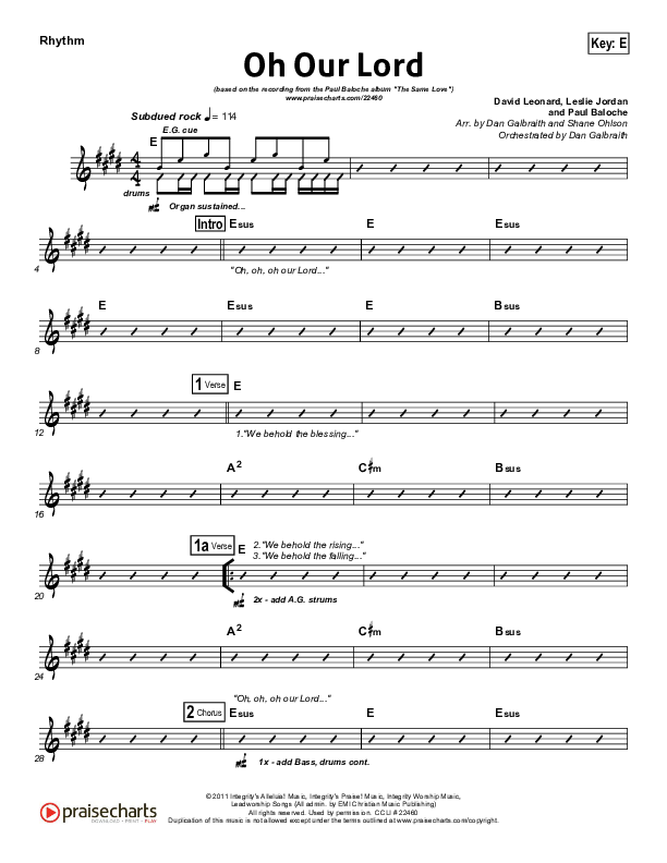 Oh Our Lord Rhythm Chart (Paul Baloche)