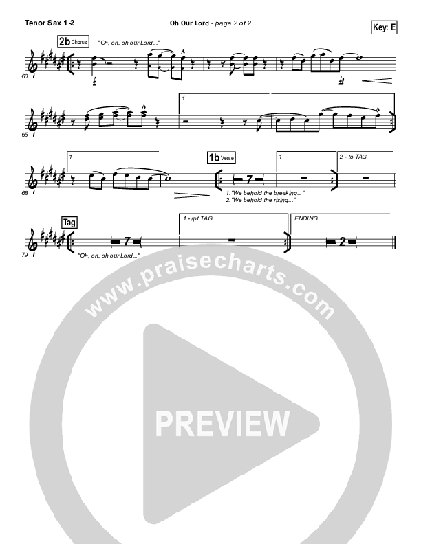 Oh Our Lord Tenor Sax 1/2 (Paul Baloche)