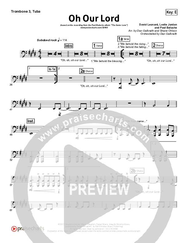 Oh Our Lord Trombone 3/Tuba (Paul Baloche)