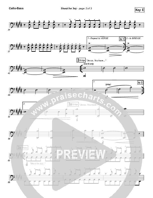 Shout For Joy Cello/Bass (Paul Baloche)