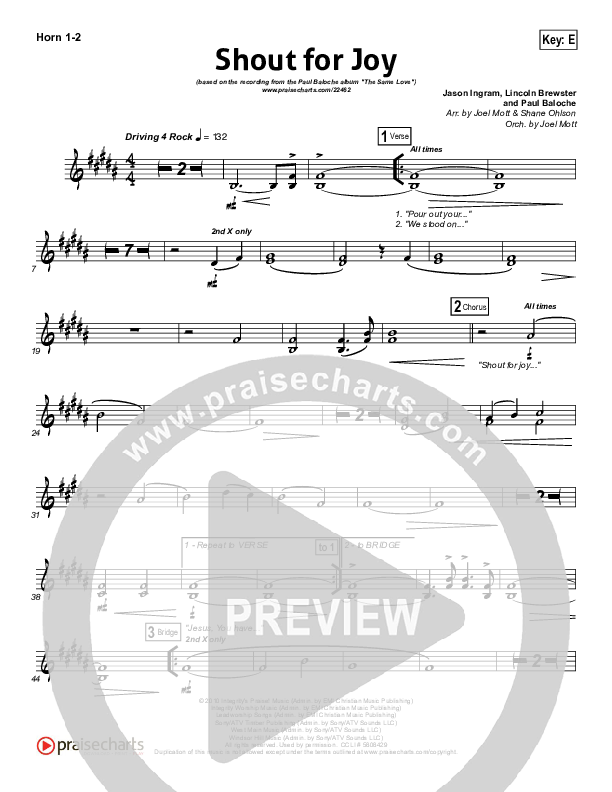 Shout For Joy French Horn 1/2 (Paul Baloche)