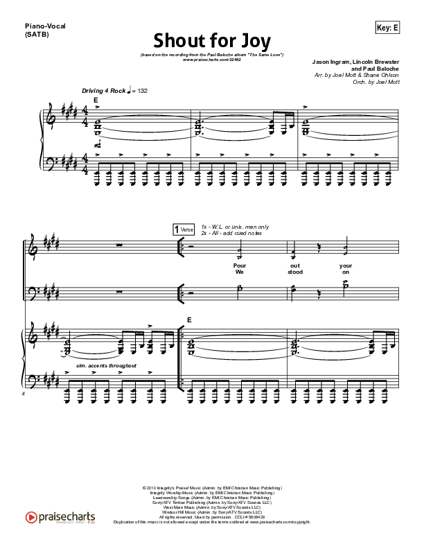 Shout For Joy Piano/Vocal & Lead (Paul Baloche)