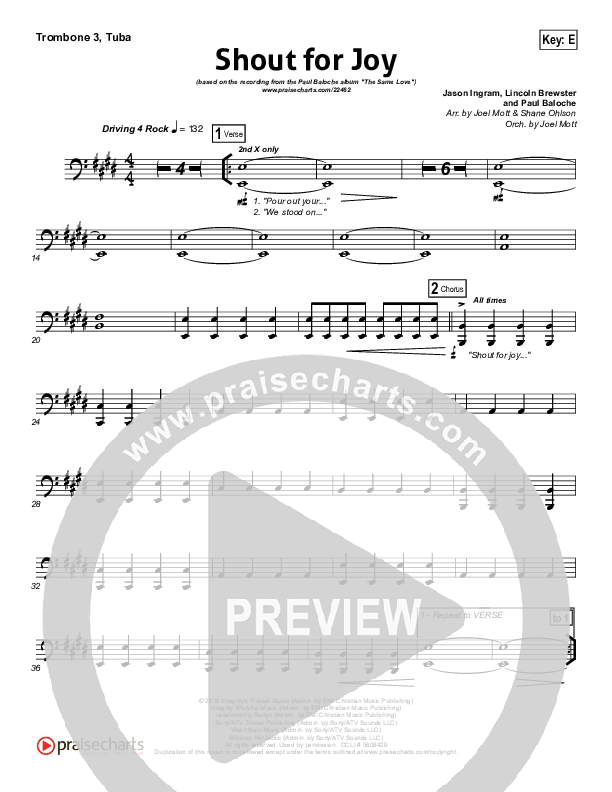 Shout For Joy Trombone 3/Tuba (Paul Baloche)