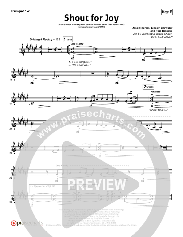 Shout For Joy Trumpet 1,2 (Paul Baloche)