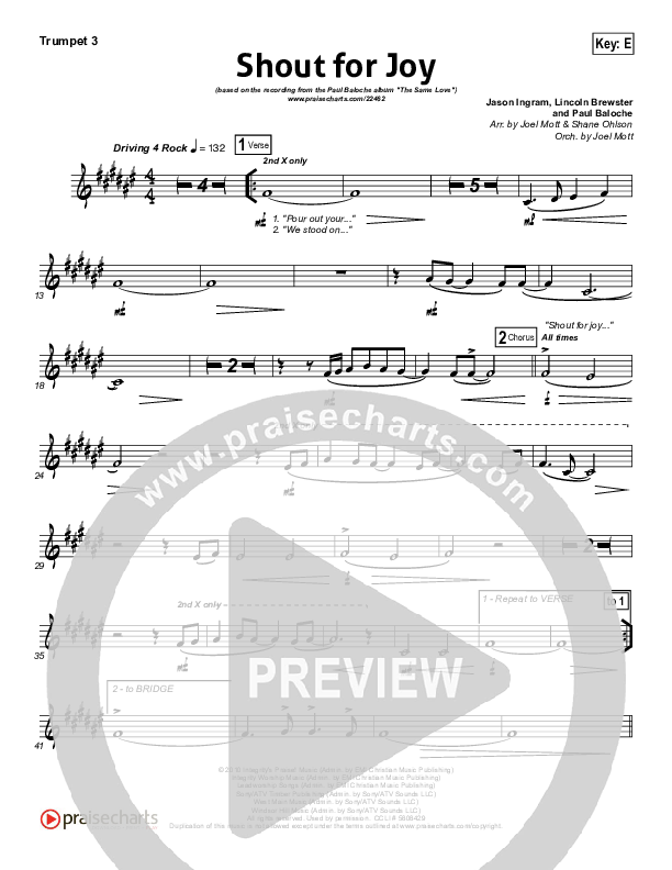 Shout For Joy Trumpet 3 (Paul Baloche)