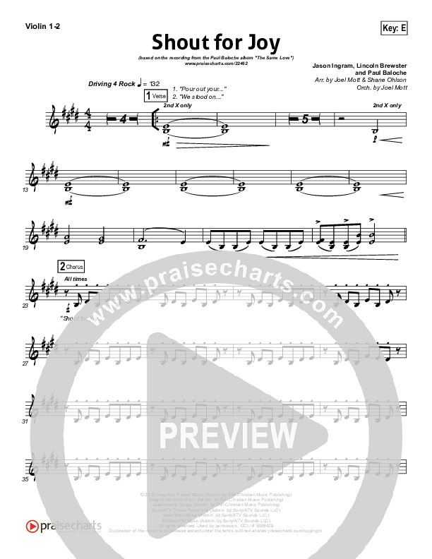 Shout For Joy Violin 1/2 (Paul Baloche)