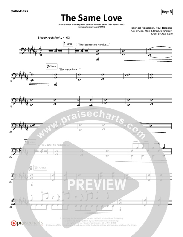 The Same Love Cello/Bass (Paul Baloche)