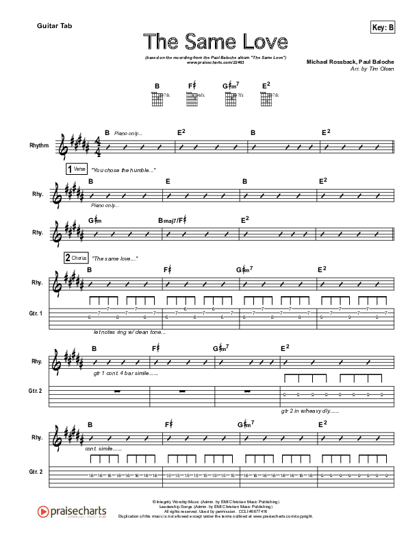 The Same Love Guitar Tab (Paul Baloche)