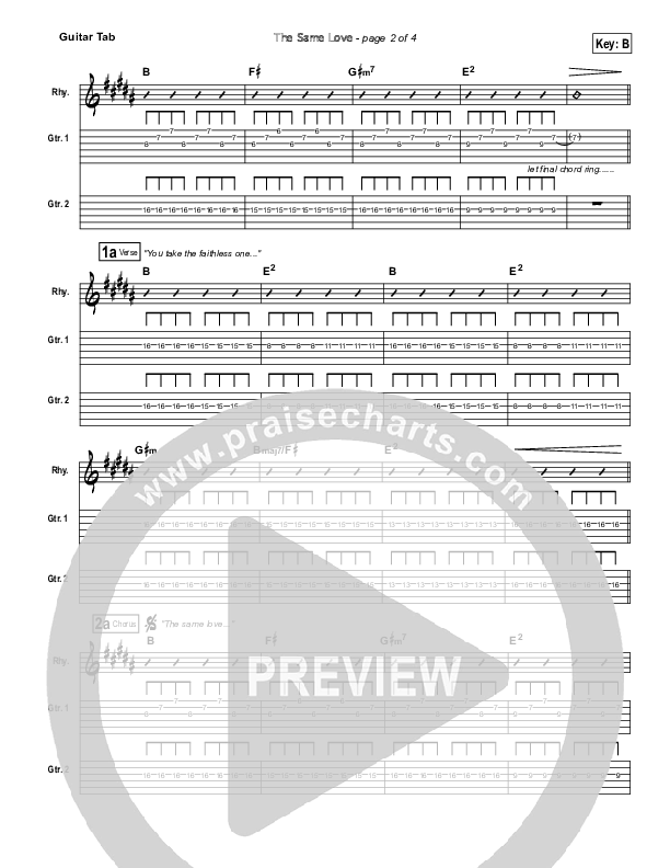 The Same Love Guitar Tab (Paul Baloche)