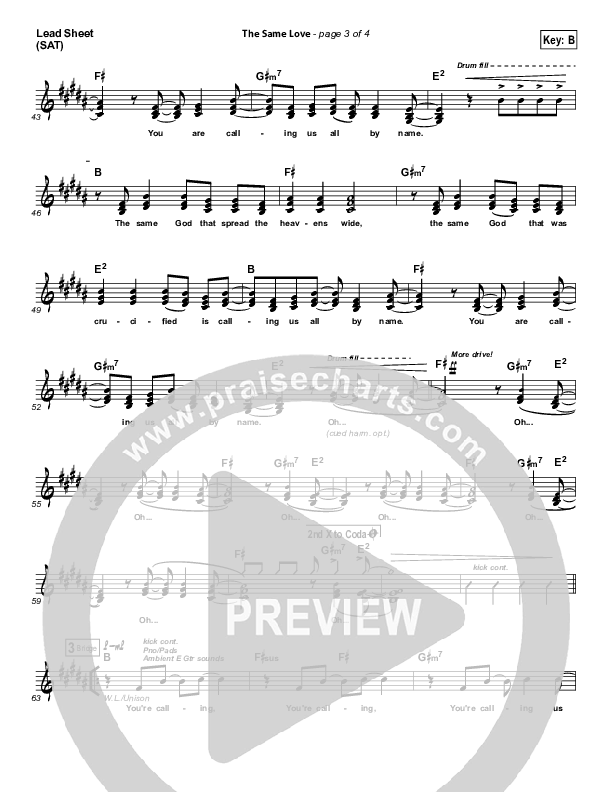 The Same Love Lead Sheet (SAT) (Paul Baloche)