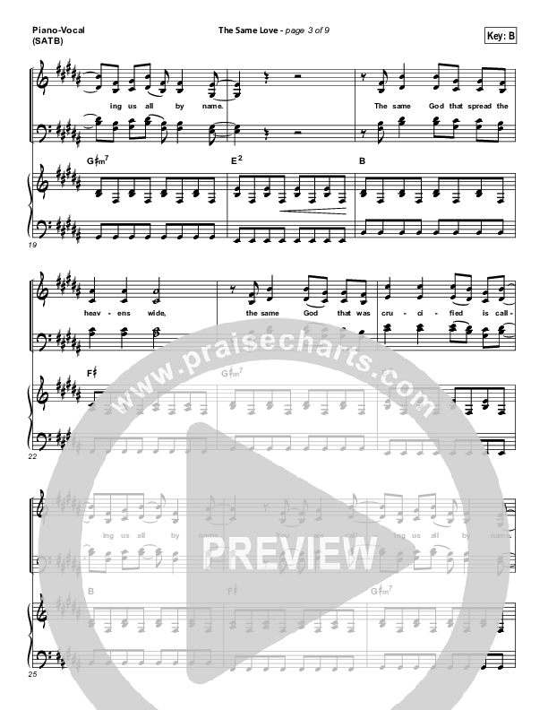 The Same Love Piano/Vocal (SATB) (Paul Baloche)