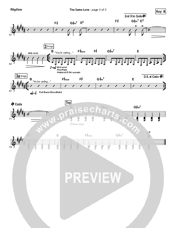 The Same Love Rhythm Chart (Paul Baloche)