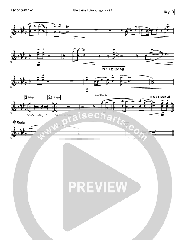 The Same Love Tenor Sax 1,2 (Paul Baloche)