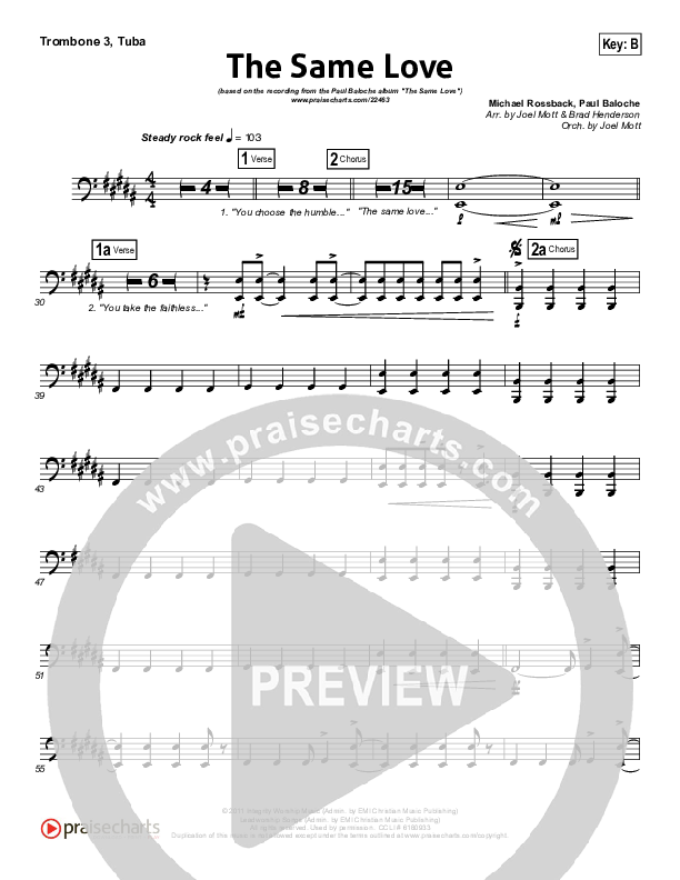 The Same Love Trombone 3/Tuba (Paul Baloche)