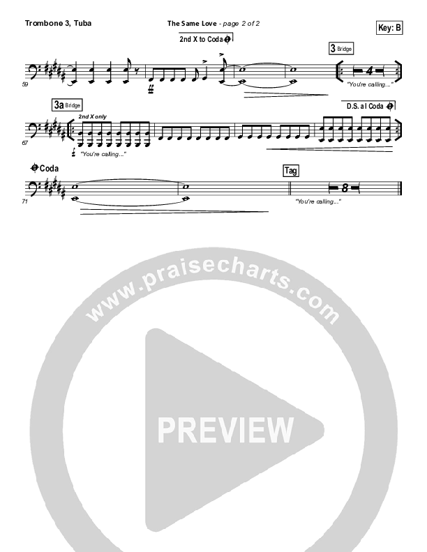 The Same Love Trombone 3/Tuba (Paul Baloche)