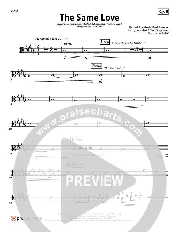The Same Love Viola (Paul Baloche)