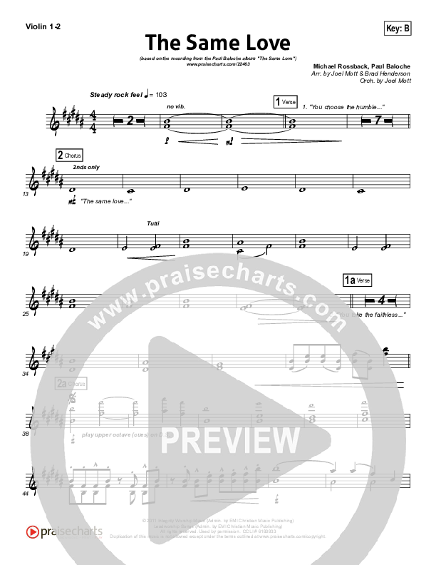 The Same Love Violin 1,2 (Paul Baloche)