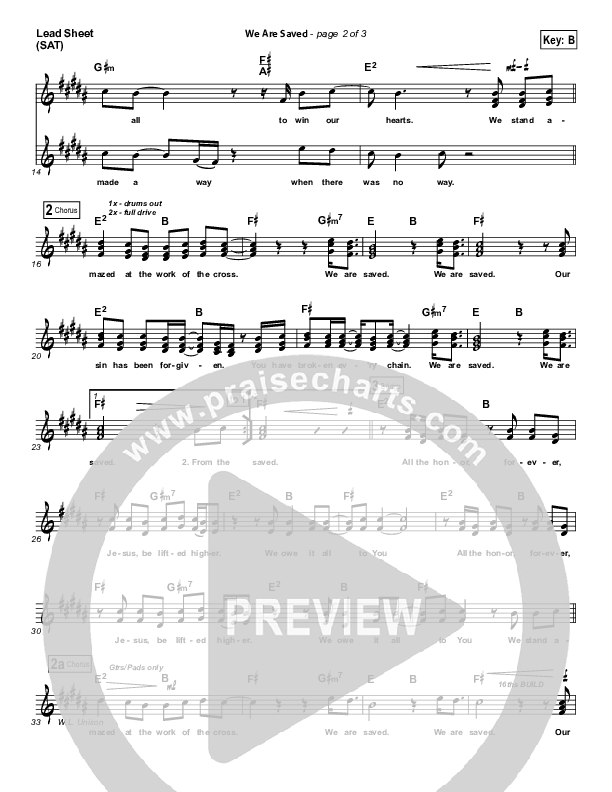 We Are Saved Lead Sheet (SAT) (Paul Baloche)