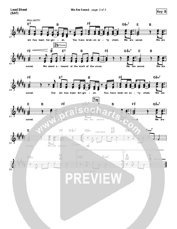 We Are Saved Lead Sheet (SAT) (Paul Baloche)