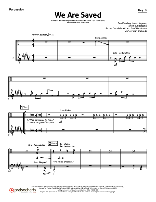 We Are Saved Percussion (Paul Baloche)