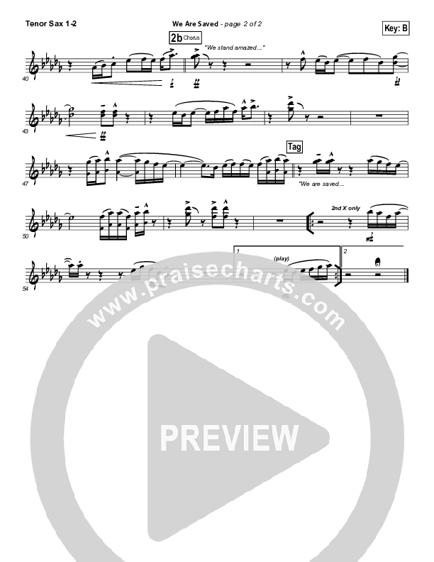 We Are Saved Tenor Sax 1/2 (Paul Baloche)