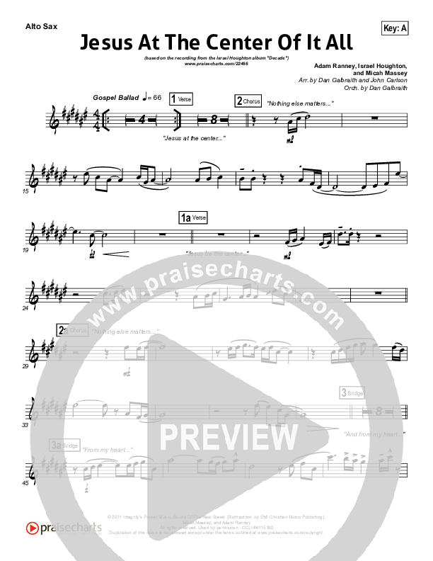 Jesus At The Center Alto Sax (Israel Houghton)