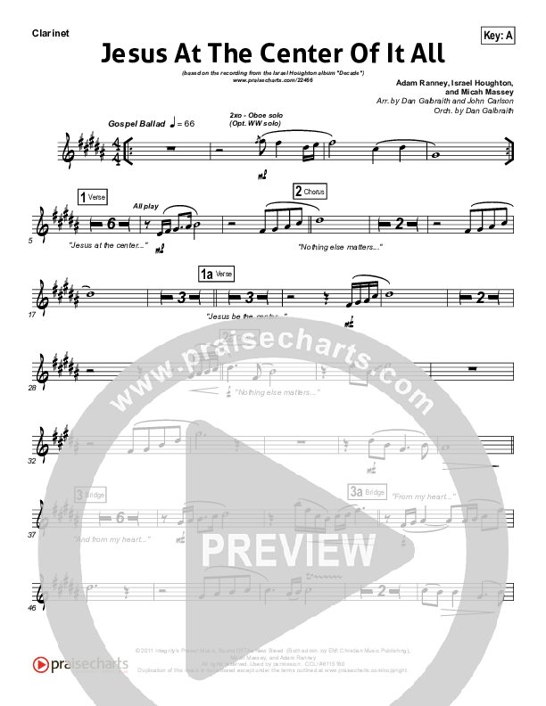 Jesus At The Center Clarinet (Israel Houghton)