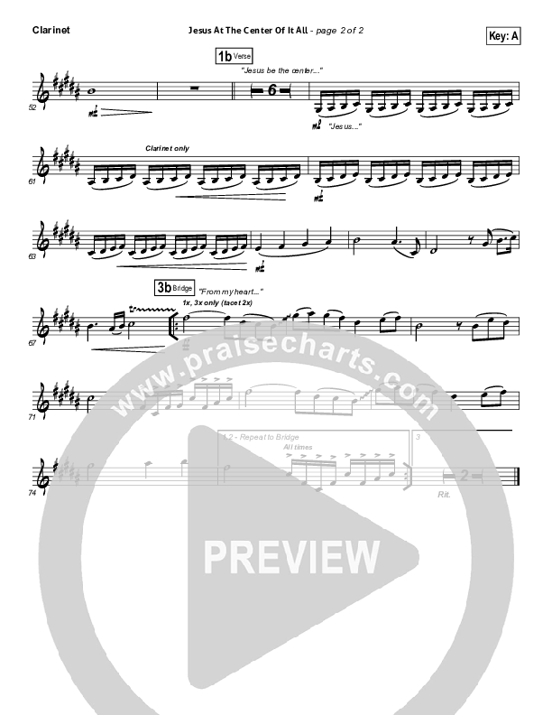 Jesus At The Center Clarinet (Israel Houghton)