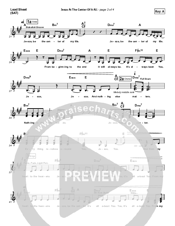 Jesus At The Center Lead Sheet (SAT) (Israel Houghton)