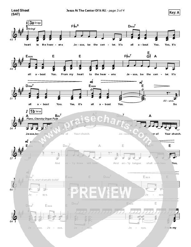 Jesus At The Center Lead Sheet (SAT) (Israel Houghton)