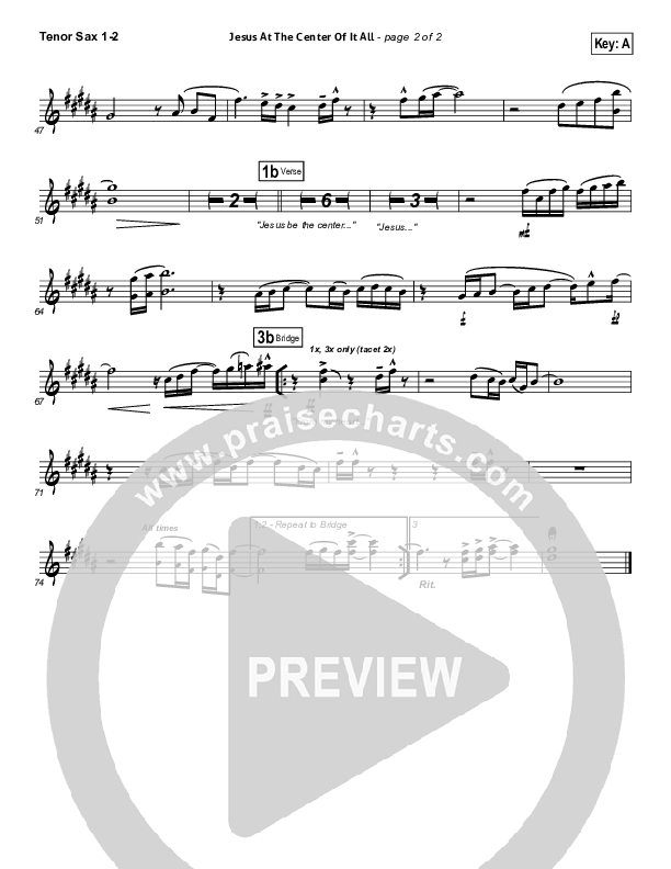Jesus At The Center Tenor Sax 1/2 (Israel Houghton)