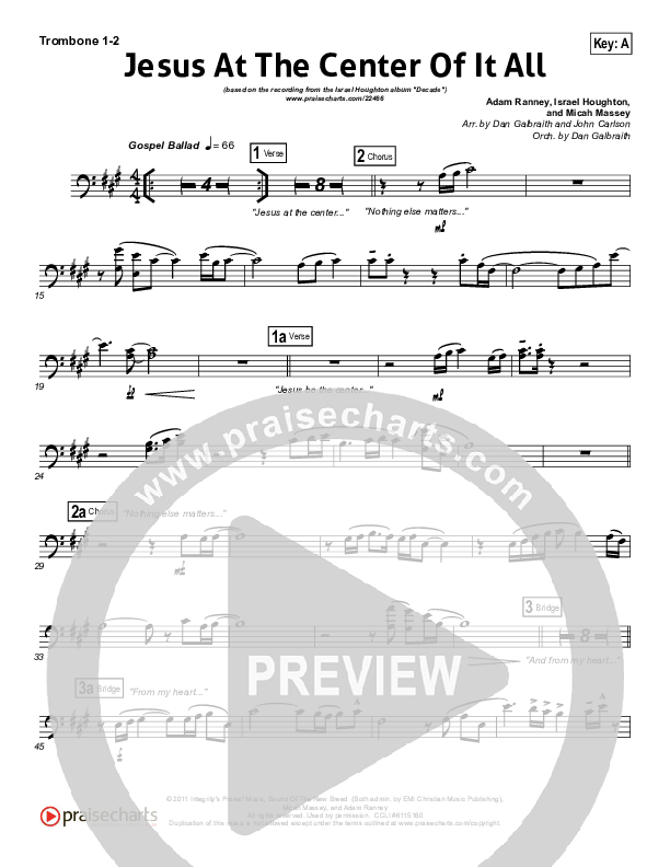 Jesus At The Center Trombone 1/2 (Israel Houghton)