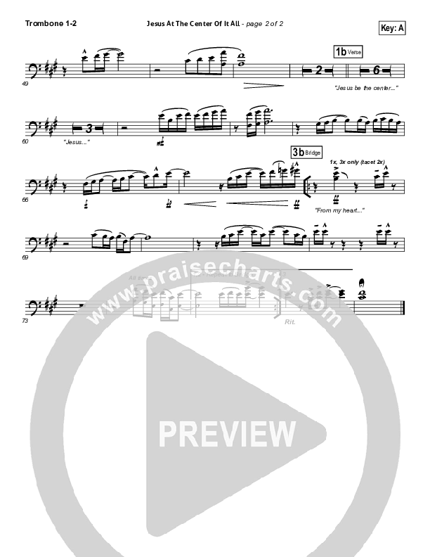 Jesus At The Center Trombone 1/2 (Israel Houghton)