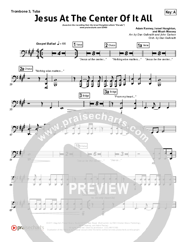 Jesus At The Center Trombone 3/Tuba (Israel Houghton)
