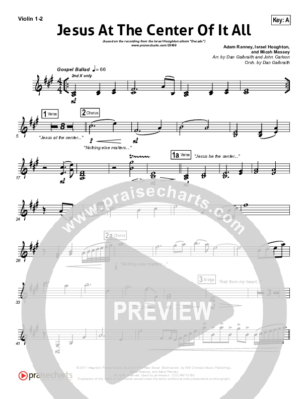 Jesus At The Center Violin 1/2 (Israel Houghton)