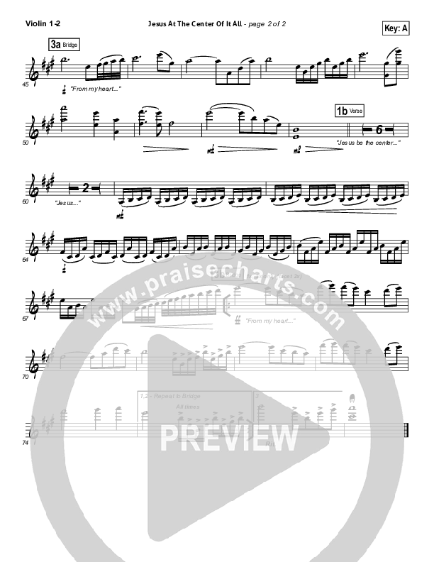 Jesus At The Center Violin 1/2 (Israel Houghton)