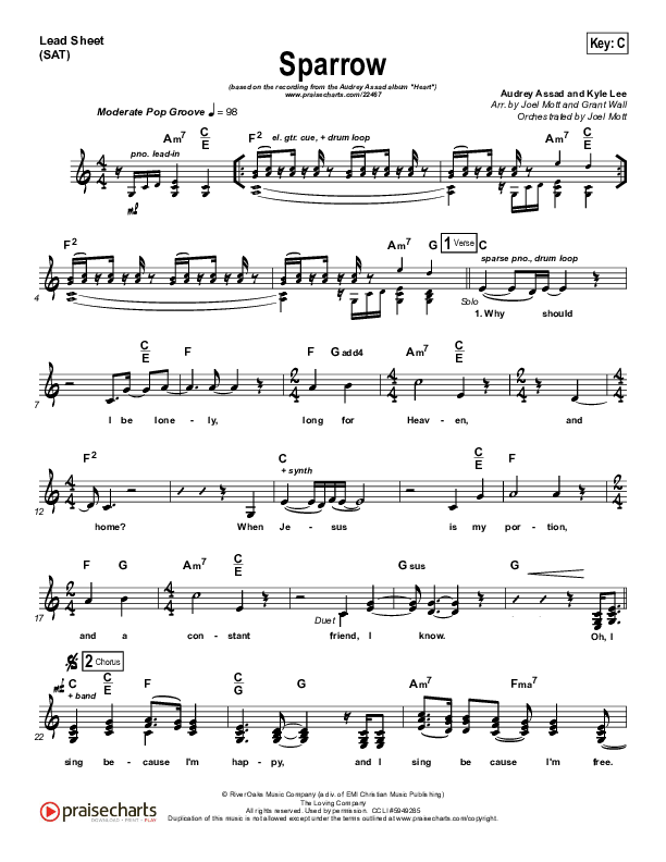 Sparrow Lead Sheet (Audrey Assad)
