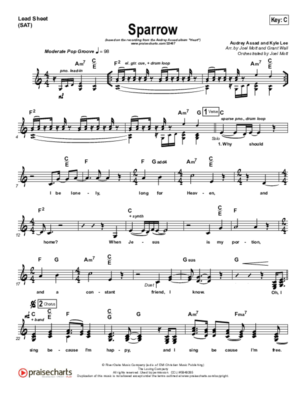 Sparrow Lead Sheet (SAT) (Audrey Assad)
