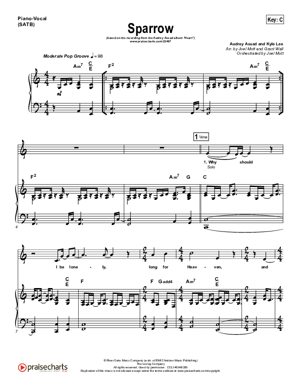Sparrow Piano/Vocal (Audrey Assad)