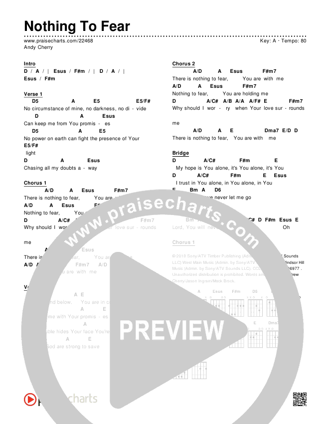 Nothing To Fear Chords & Lyrics (Andy Cherry)
